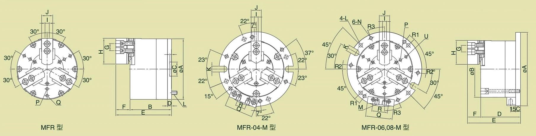 Dispositivo per mandrini pneumatici a 3 griffe MFR,MFR-M (doppio pistone)